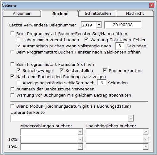 Bild: Optionen - Buchen