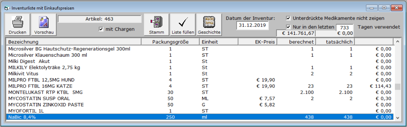 Inventurfenster gefllt